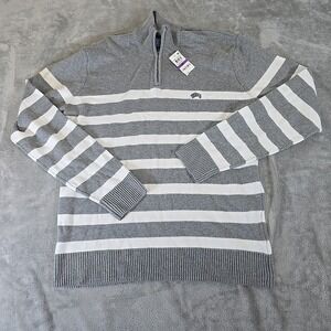 American Rag Sweater Mens XXL Gray‎ Striped 1/4 Zip Pullover Casual Preppy